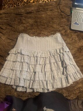 American Eagle Outfitters Light Blue Eyelet Ruffle Skater Skirt